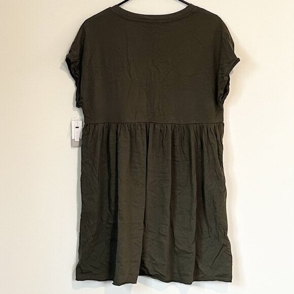NWT BP by Nordstrom Olive Green Babydoll Short Sleeve Dress with Pockets - S - Picture 6 of 6